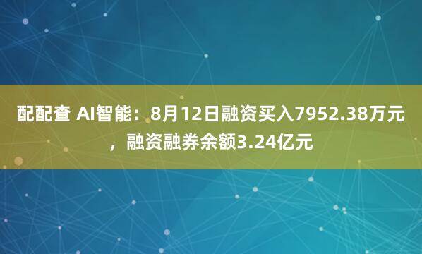 配配查 AI智能：8月12日融资买入7952.38万元，融资融券余额3.24亿元