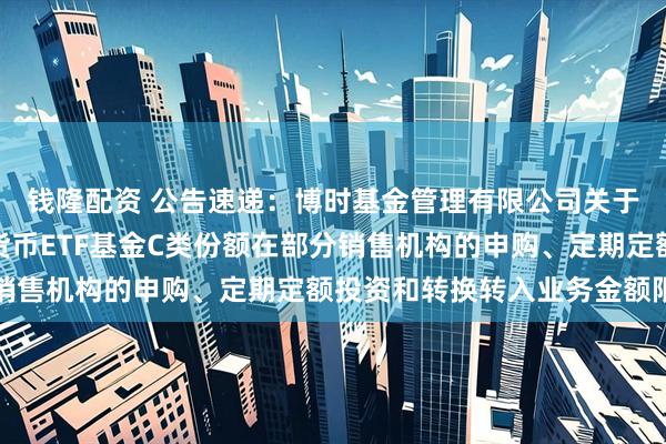钱隆配资 公告速递：博时基金管理有限公司关于调整旗下博时保证金货币ETF基金C类份额在部分销售机构的申购、定期定额投资和转换转入业务金额限制